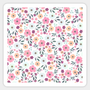 Pink flowers Botanical White Design Sticker